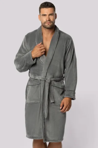 Fleecový pánský župan Elegent - Šedá