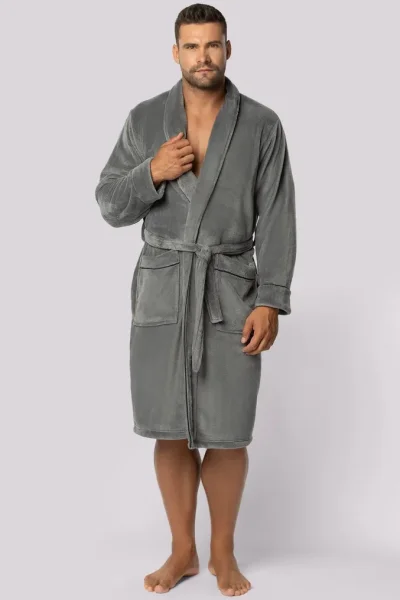 Fleecový pánský župan Elegent - Šedá
