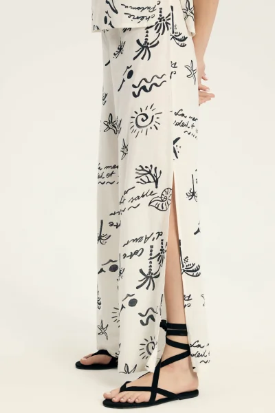 Dámské kalhoty Azzurro - vysoký pas - Krémová