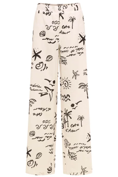 Dámské kalhoty Azzurro - vysoký pas - Krémová