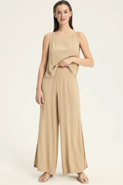 Široké dámské kalhoty Mare - Písková