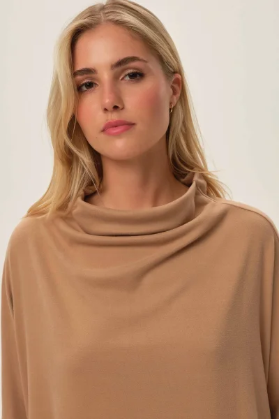 BEI Dámská mikina Joyland - prodloužený střih - Béžová