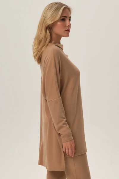 BEI Dámská mikina Joyland - prodloužený střih - Béžová