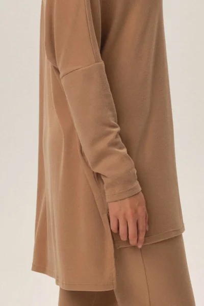 BEI Dámská mikina Joyland - prodloužený střih - Béžová