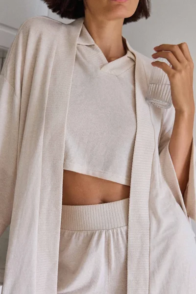Kardigan Jen - 3/4 rukáv - Světle béžová