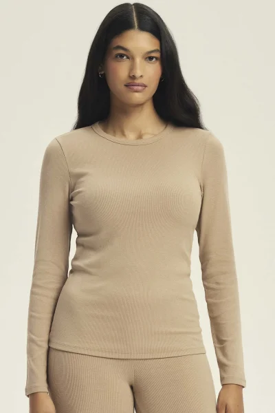 Dámské triko Jody - žebrovaná tkanina - Béžová