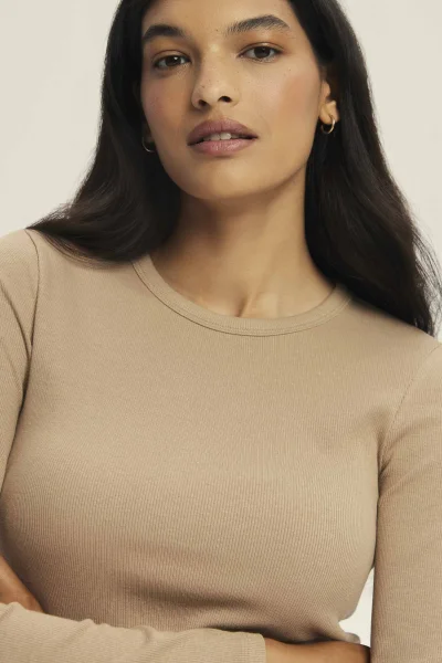 Dámské triko Jody - žebrovaná tkanina - Béžová