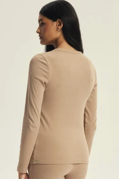 Dámské triko Jody - žebrovaná tkanina - Béžová