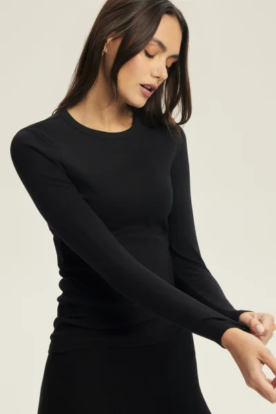 Dámské triko Jody - žebrovaná tkanina - Černá