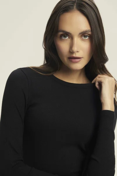 Dámské triko Jody - žebrovaná tkanina - Černá