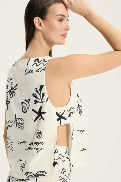 Top Azzurro - lněný - Krémová