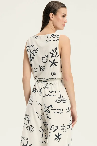 Top Azzurro - lněný - Krémová