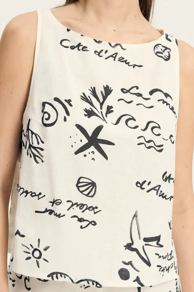 Top Azzurro - lněný - Krémová