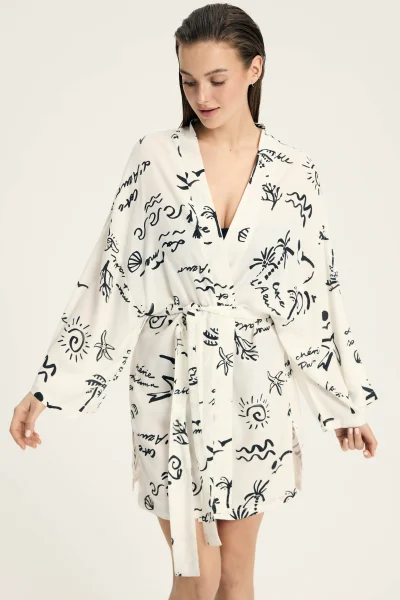 Plážový župan Azzurro - viskóza - Krémová