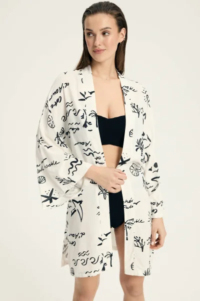 Plážový župan Azzurro - viskóza - Krémová