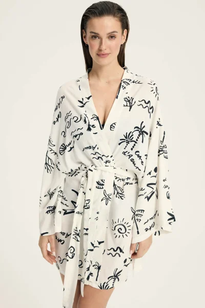 Plážový župan Azzurro - viskóza - Krémová