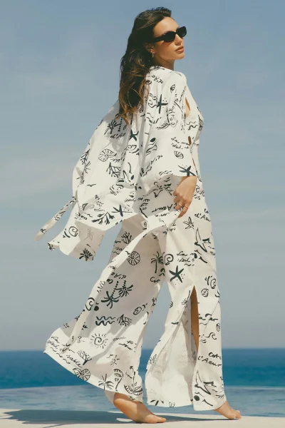 Plážový župan Azzurro - viskóza - Krémová