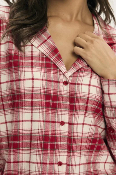 Dámské propínací pyžamo Chrismis - bavlna - Červená