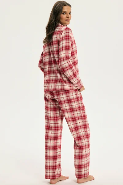 Dámské propínací pyžamo Chrismis - bavlna - Červená