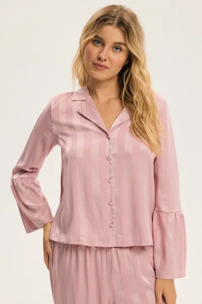 Dámské pyžamo Cuneo - s volánky - Starorůžová