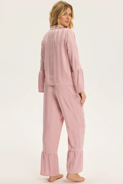 Dámské pyžamo Cuneo - s volánky - Starorůžová