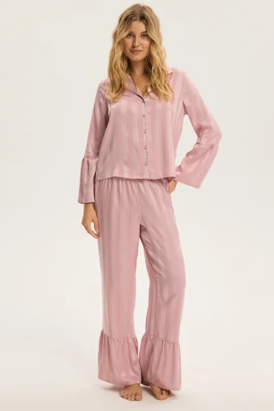 Dámské pyžamo Cuneo - s volánky - Starorůžová