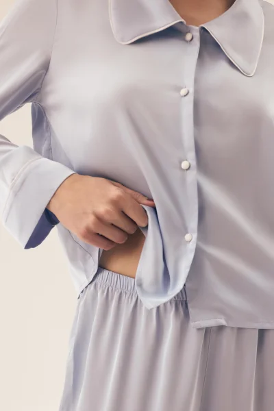 Dámské pyžamo Ryann - propínací - Světle modrá