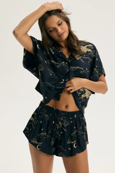 Dámské krátké pyžamo Crispella - Tmavě modrá