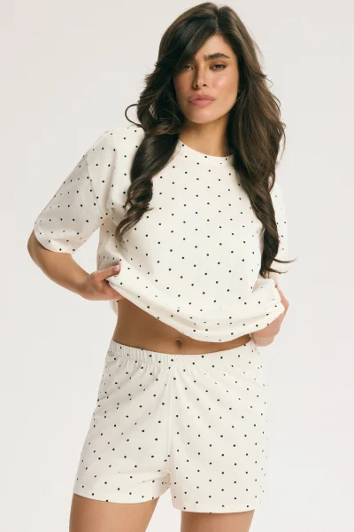 Dámské krátké pyžamo Macchiato - Béžová