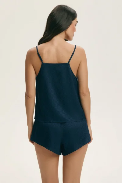 Dámské pyžamo Priscilla - satén - Tmavě modrá