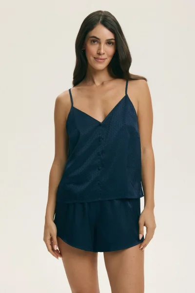 Priscilla - satén-DARBLU