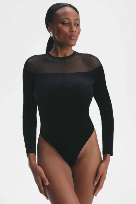 Body Velvetmesh - Čierna