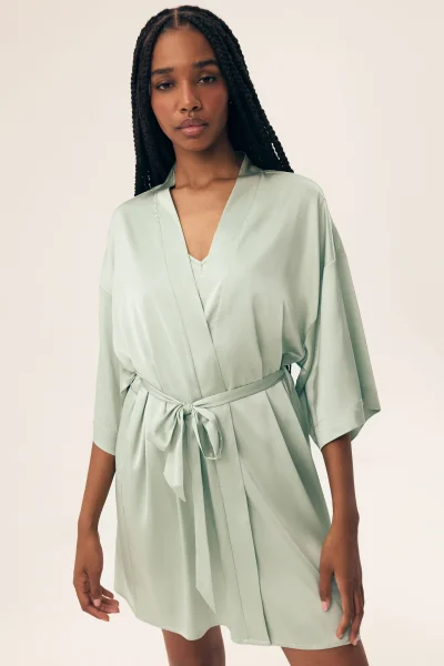 Dámský saténový župan Renne - Světle zelená