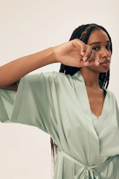 Dámský saténový župan Renne - Světle zelená