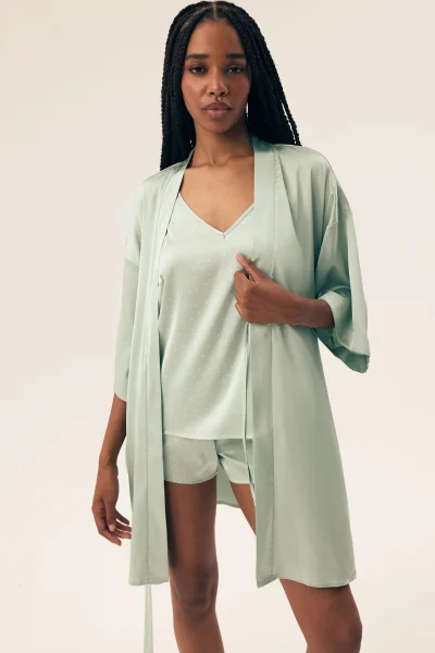Dámský saténový župan Renne - Světle zelená