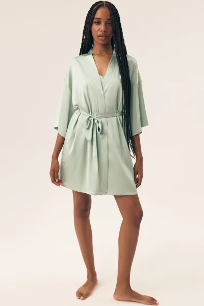 Dámský saténový župan Renne - Světle zelená