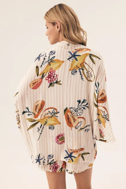 Dámský župan Ritu - kimono střih - Písková