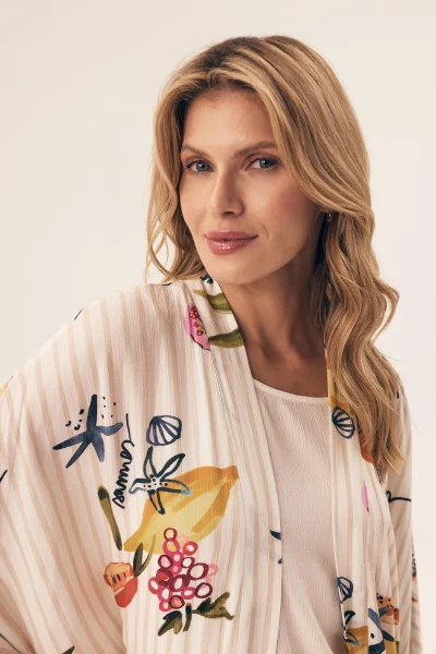 Dámský župan Ritu - kimono střih - Písková