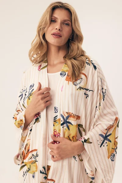 Dámský župan Ritu - kimono střih - Písková