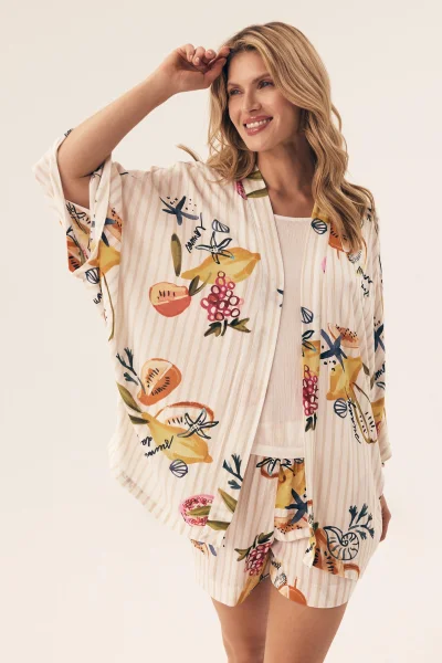 Dámský župan Ritu - kimono střih - Písková