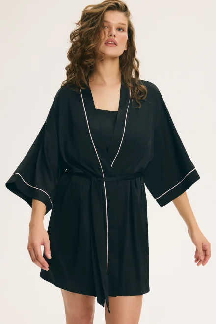 Dámský župan Aware - s kimono rukávy - Černá