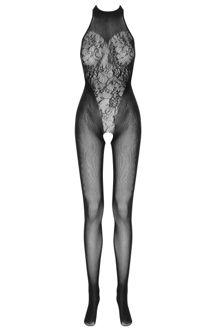Bodystocking Sabre - otevřený klín - Černá