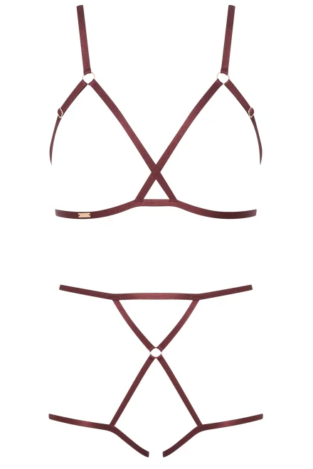 Sexy postroj Hola - Hnědo-červená (Mahoniová)