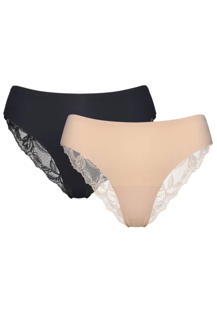 2 PACK brazilky Mina - Černo-béžová
