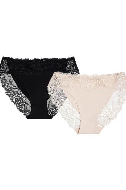 2 PACK kalhotky Patri - bavlna - Černá-ecru
