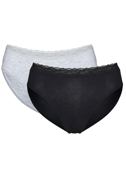 2 PACK kalhotky Pet - bavlna - Šedo-černá
