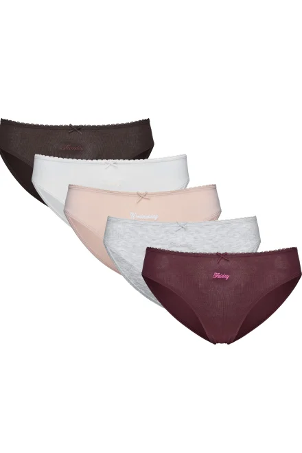 5 PACK kalhotky Moodie - bavlna - Hnědá