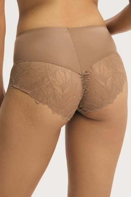 2 PACK nohavičky Pansy – s čipkou - Hnedo-bežová
