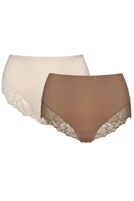 2 PACK nohavičky Pansy – s čipkou - Hnedo-bežová