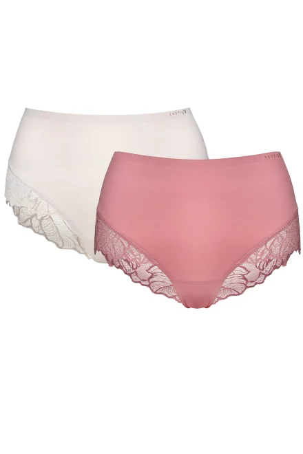 2 PACK nohavičky Pansy – s čipkou - Ecru-ružová